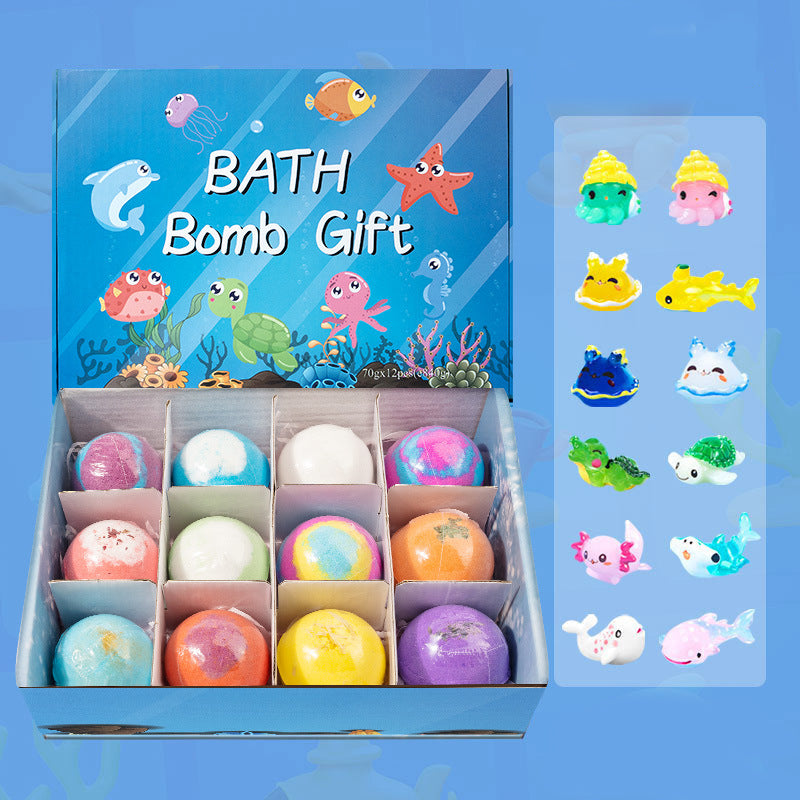 🛁 🐳[12-teiliges Geschenkset mit Badekugeln für Kinder 💙] – 12 Tage lang jeden Tag eine neue Überraschung aus der Unterwasserwelt!  🎁